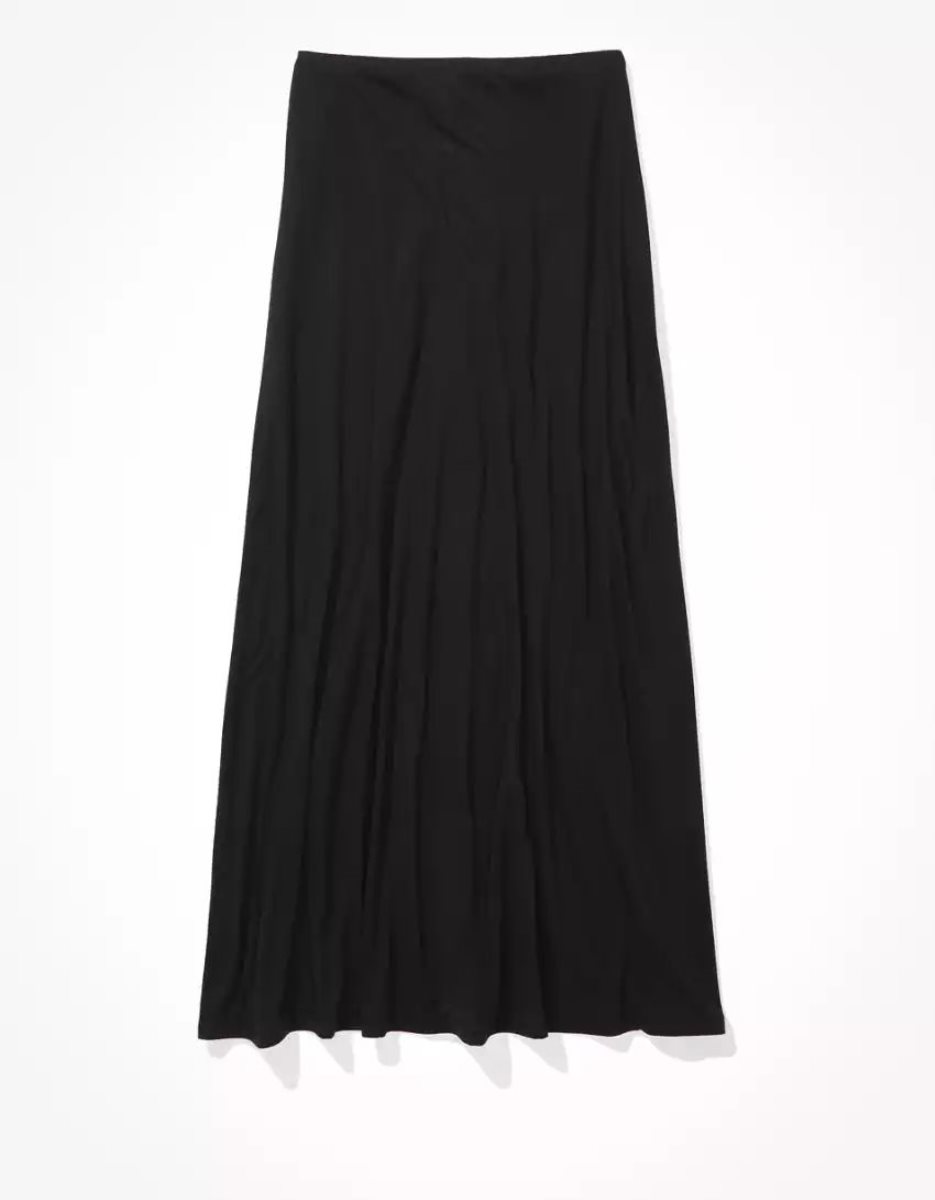 Jupes American Eagle AE Ruched Midi Noir Femme | JAN-05075829